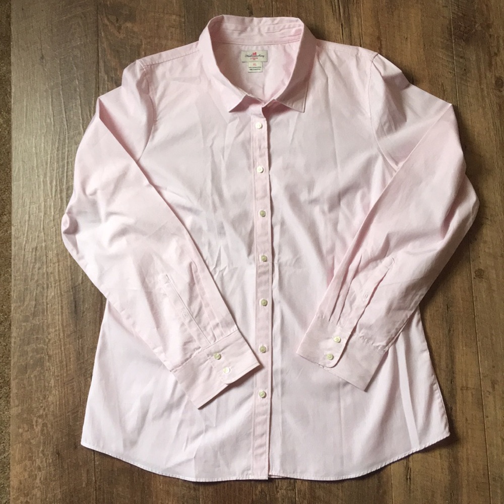 Women’s pink pinstripe blouse J. Crew